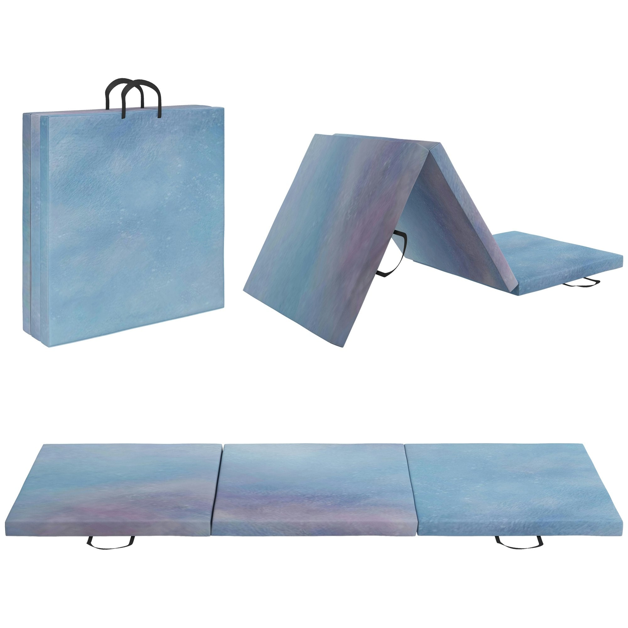 6FT Folding Gymnastics Mat – 2'' Thick Tri-Fold Pad, Blue
