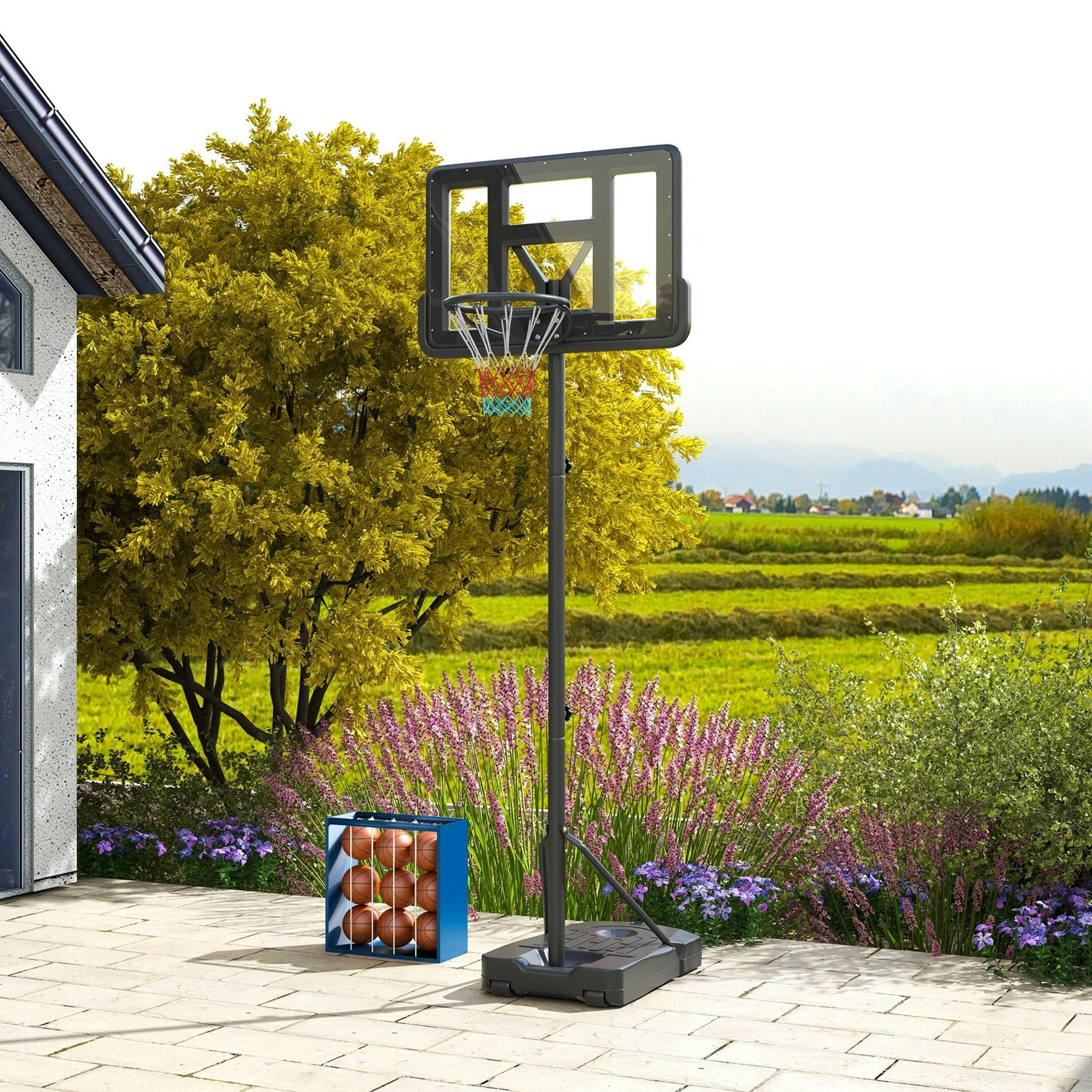 Adjustable Basketball Hoop Set with Backboard & Wheels – 200–305cm