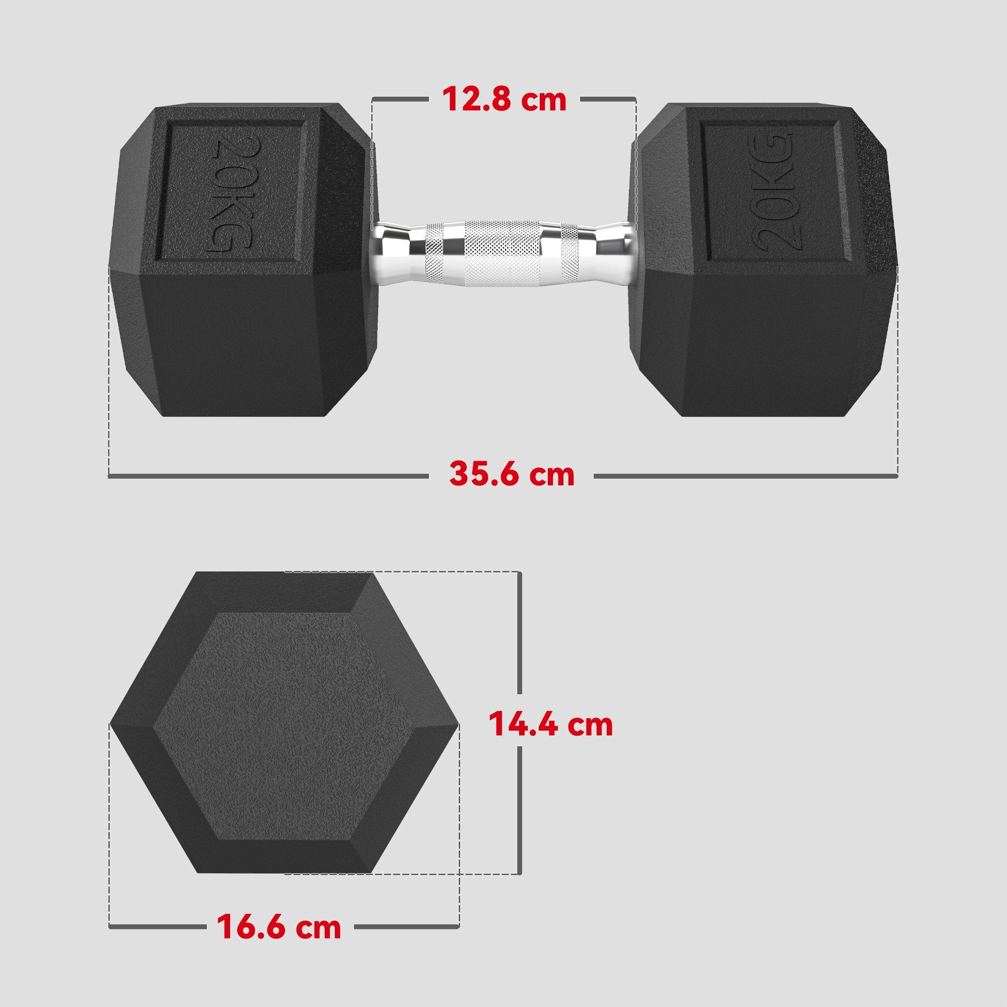 40KG Rubber Hex Dumbbell Set – Home Gym Hand Weights