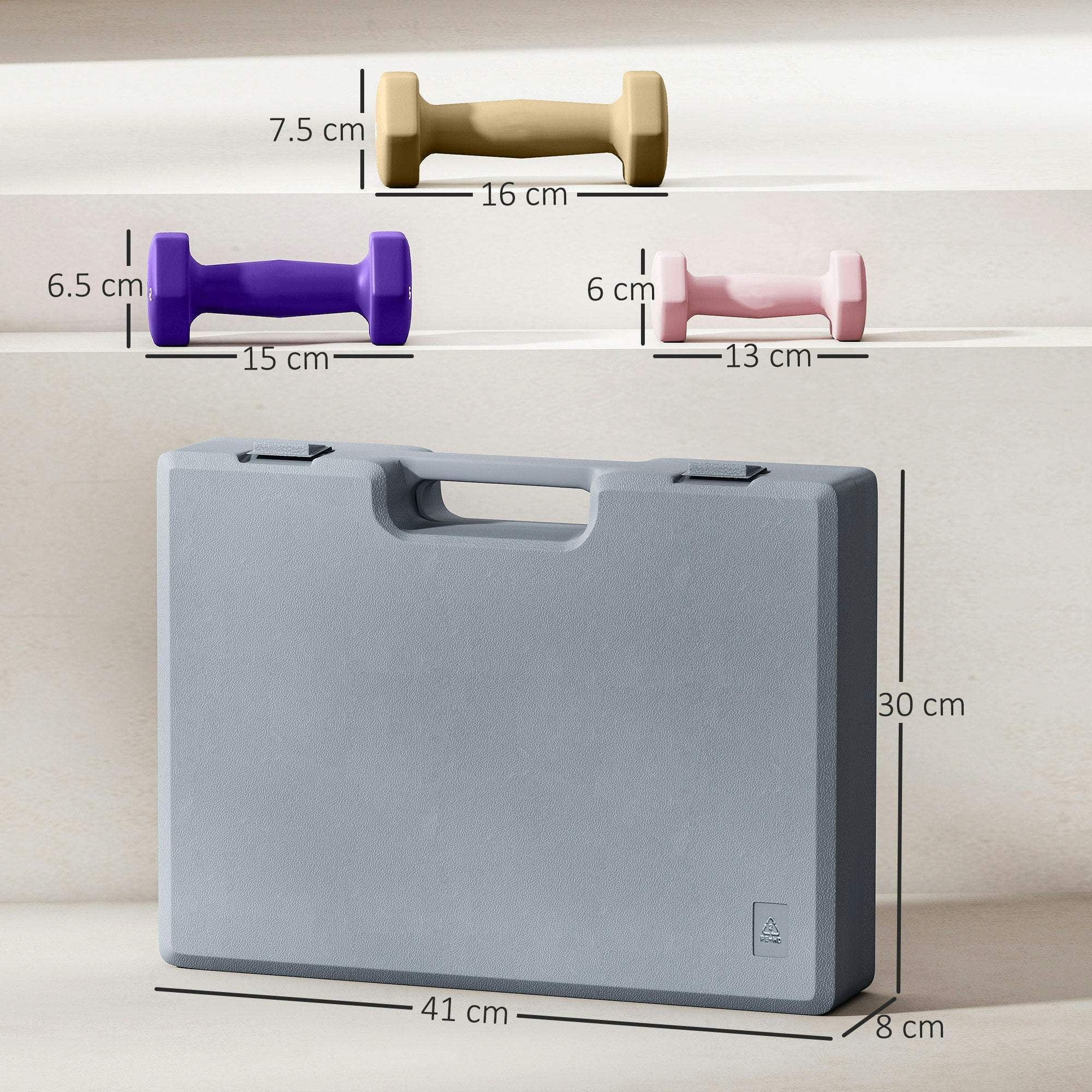 9KG Hex Dumbbell Set with Carry Case – 6 Weights