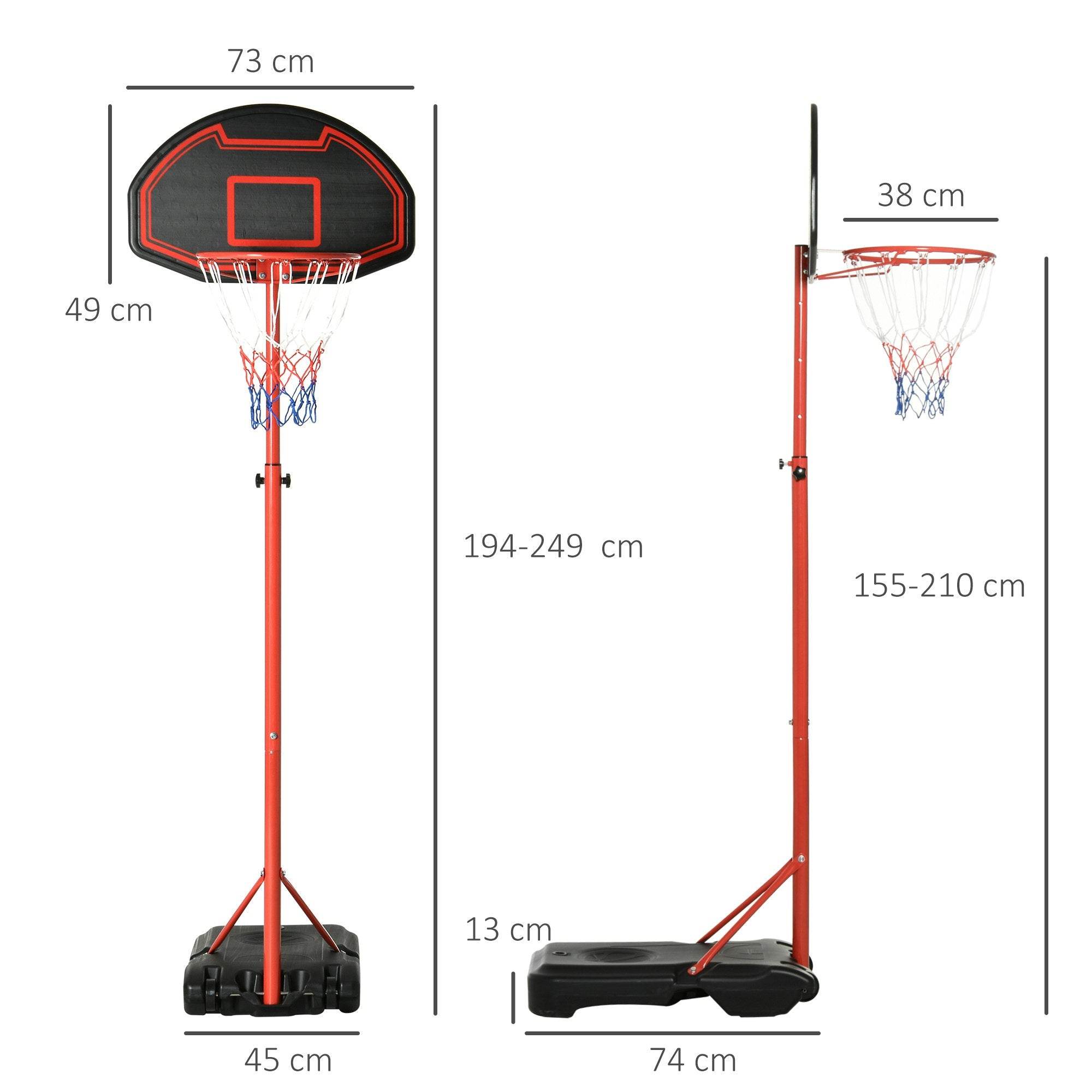Adjustable Kids’ Basketball Hoop with Backboard & Wheels – 200–250cm